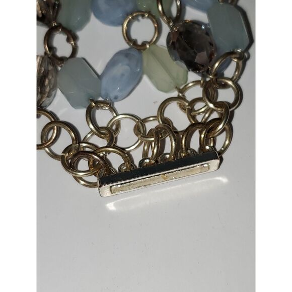 A Very Chunky Acrylic Beaded Chain Bracelet Blue Magnetic Evening Casual Boho - Picture 9 of 9